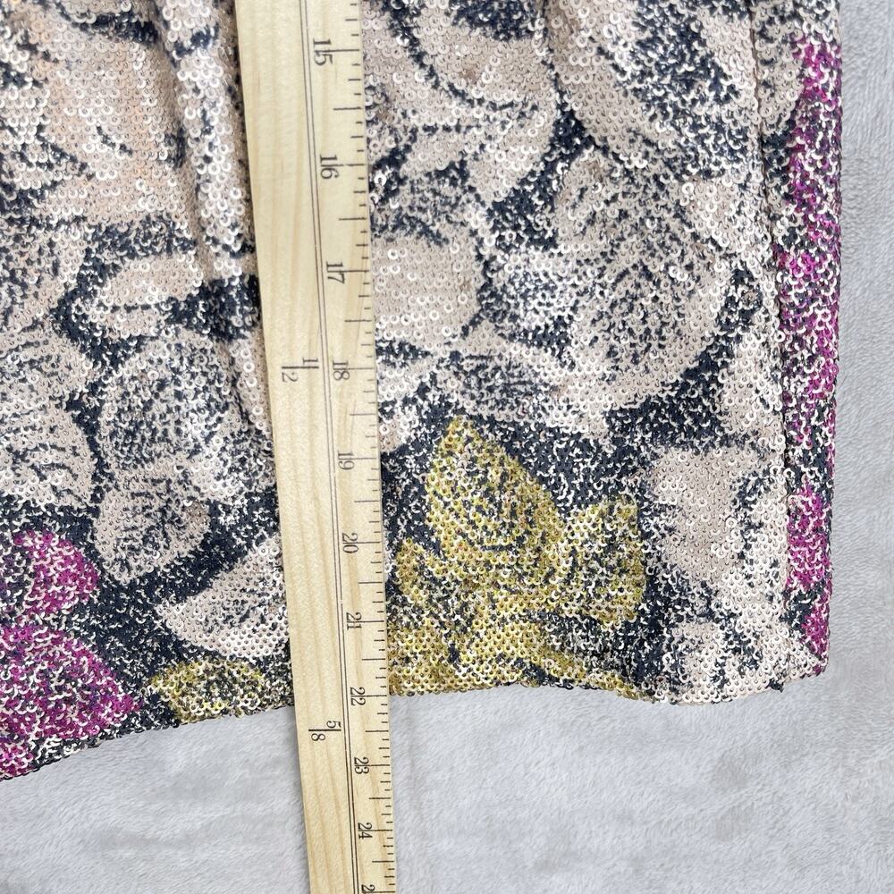 Anthropologie Marie Floral Sequin Top Pink Size 2 Puff Slve Night Luxe Coquette - Picture 12 of 14
